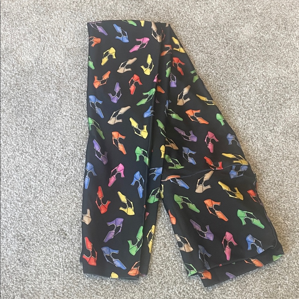 Emily Hsu Designs Black Leggings with Multicolor LaDuca Shoe Print